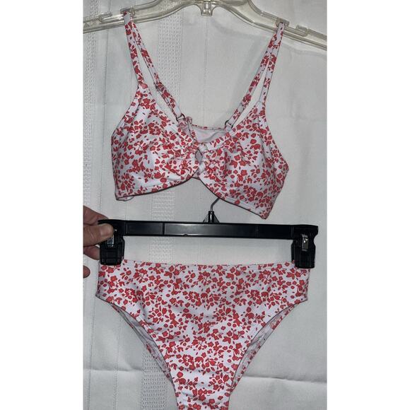 Girls' 2 Piece Ditsy Floral Print Knot Front Ruched Triangle Bikini Teen 8-9Y - Picture 11 of 11